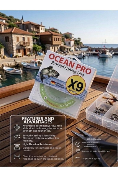 Av Deposu Ocean Pro Braided Fishing Line 9 Braid 0.16mm 300m Fishing Line Fis...