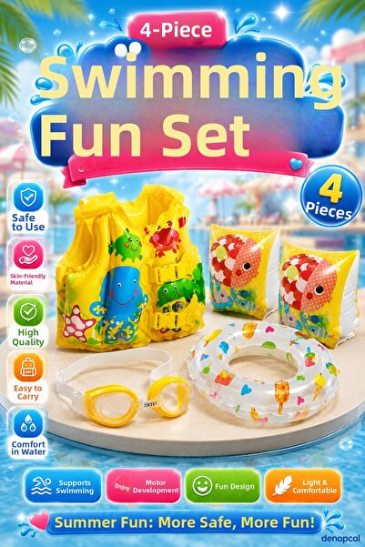 DENAPCAL Children's Swimming Fun Learning Set 4-Piece – Children's Life Jacke...