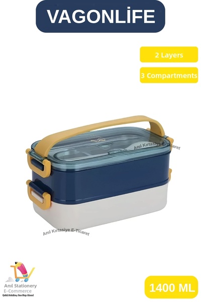 Vagonlife Lunch Box New Generation Portable Food Container Steel 2 Layer