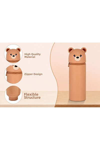 BABUN Erasable Extendable Teddy Bear Panda Character Silicone Vertical Pen Ho...