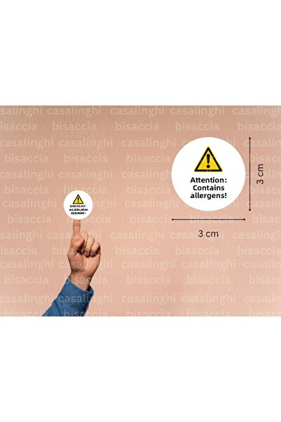 CASALINGHI Attention Contains Allergens Label Warning Allergy Allergen Round ...