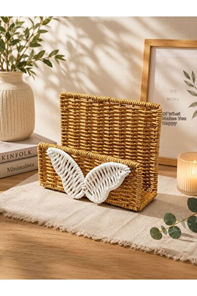 YzHome Wicker Rattan Square Napkin Holder Organizer Desktop Organizer 15*17cm