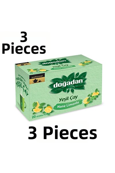 Doğadan شاي أخضر بالنعناع والليمون 20 كيس 3 قطع × 3 عبوات