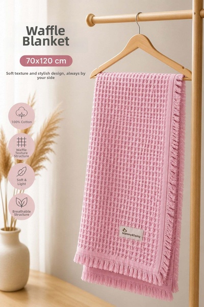 dinamik çocuk Waffle Baby Blanket 70Cmx120Cm with Tassels 100% Cotton Breatha...