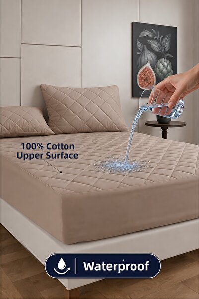 Formeya Premium μπεζ 100% βαμβακερό καπιτονέ προστατευτικό στρώματος με πλήρη...