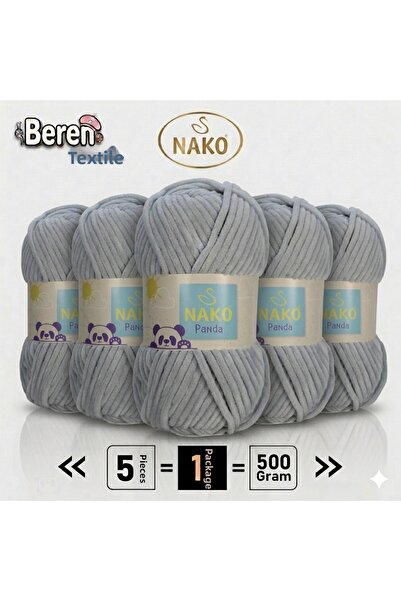 NAKO Panda - Light Gray (14226) - 5 Pack - 100Gr/120M - Velvet Hand Knitting ...