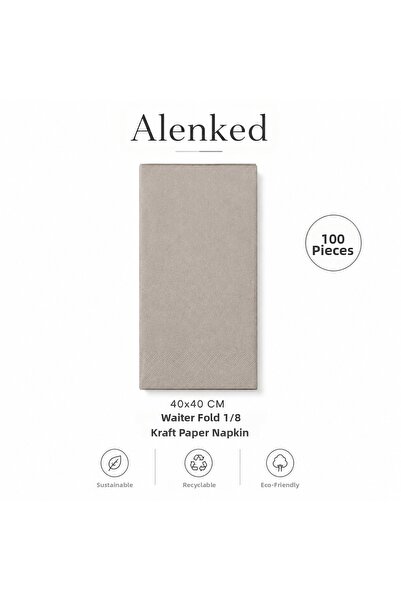 alenked مناديل كرافت 40×40 سم، طية النادل 1/8، 100 قطعة