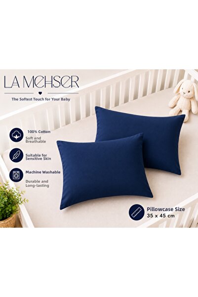 LA MEHSER Set of 2 Baby Pillowcases, 100% Cotton Fabric Cover Model |   35X45 cm