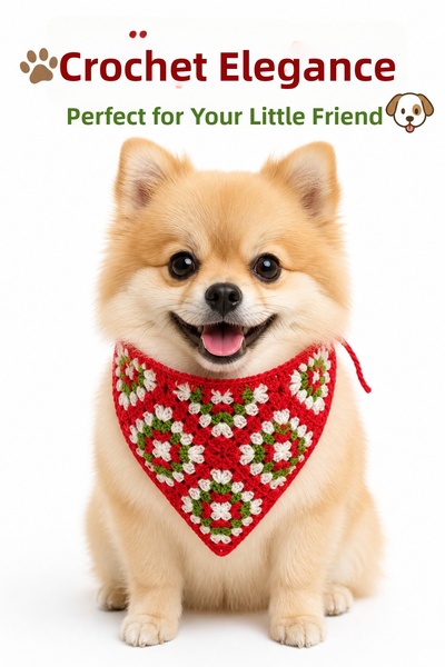 NEHOLİA Dog Bandana Hand Knitted Tie-On Stylish Pet Neck Scarf Cat Dog Access...
