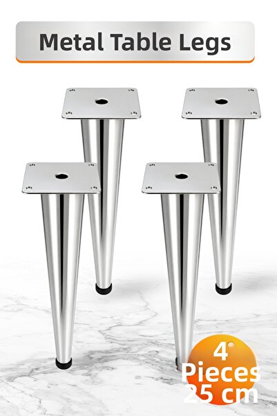 Badem10 Omaks (4 bucăți) 25 cm Metal Cromat Mobilier plat Masă de cafea Picio...