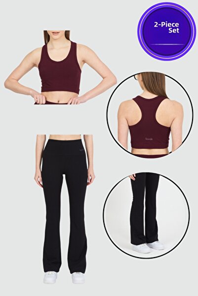 Fronde Breathwear فيونا × ليندا |   طقم بنطلون وحمالة صدر من الخيزران عالي ال...