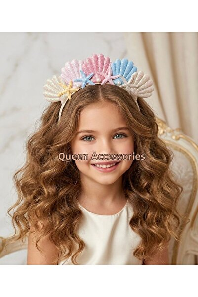 QUEEN AKSESUAR Mermaid Star with Oyster Shell Pearls Pastel Colored Glittery ...