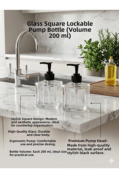 Trend Home Life 2-Pack Liquid Soap Dishwashing Detergent Bottle with Glass Sq...