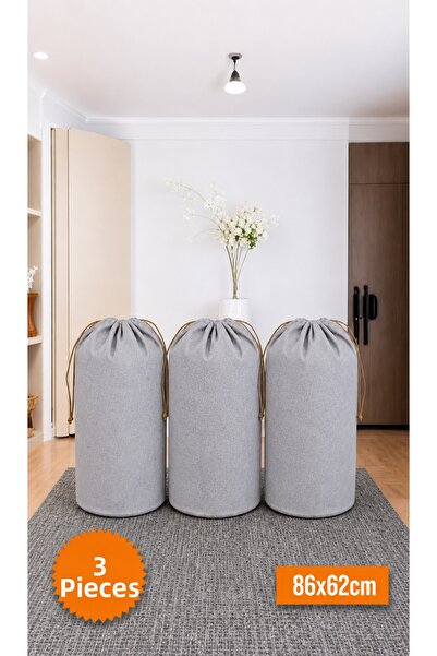 Balkan Room 3 Pieces Gray Drawstring Storage Bag Xlarge 86X62 cm - Moving Bag...