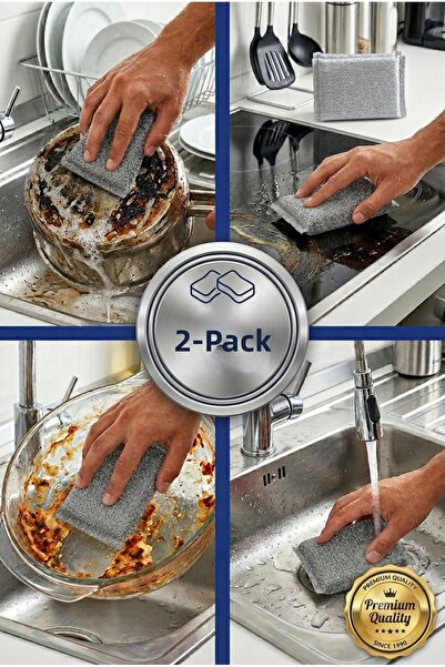 TOPALAKTİCARET İnox Extra 2 bucăți Magic Inox Burete pentru vase din sârmă in...