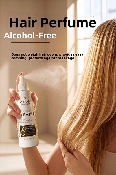 Elose Liquid Hair Conditioner, Hair Care Milk and Serum - Keratin Biotin Heat Protectant Easy Combing Hair Perfume 125 ml