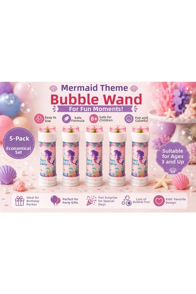 Bkmc Mermaid Themed Foam Bubble Tube Set of 3 / 5 / 10 Birthday Party Gift Bu...