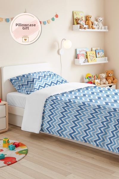 Evimde Bambaşka Set de lenjerie de pat pentru tineret, cu model geometric în ...