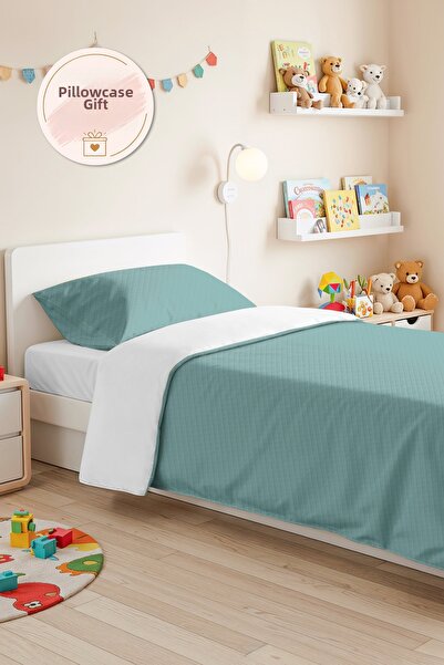 Evimde Bambaşka Turquoise Minimal Young Room Single Pique Set - Quilted Blue ...