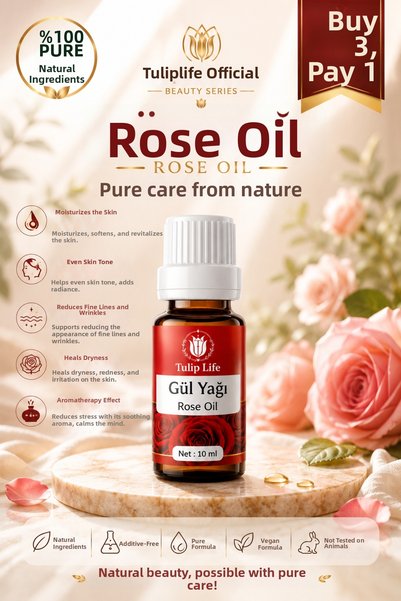 Tuliplifeoffical زيت الورد النقي، تركيبة نقية خالية من الإضافات، زيت مرطب نبا...