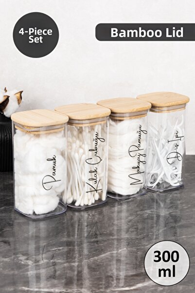 Dolkin Home 4-Piece Makeup Cotton Pads - Cotton - Ear Swabs - Floss Labeled B...
