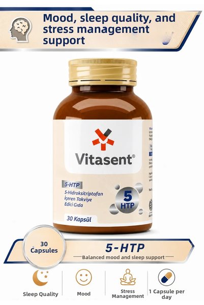 VİTASENT 5-Htp 30 Capsules – Serotonin Supported Sleep, Stress Reducing and R...