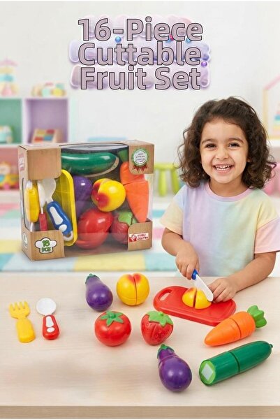 Tıfıl Toys مجموعة ألعاب تقطيع الفواكه والخضروات مكونة من 16 قطعة، ملعقة وشوكة...