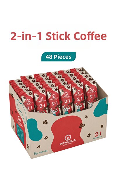 ARABICA COFFEE HOUSE قهوة ستيك 2 في 1 معتمدة 11 جرام × 48 قطعة - خالية من الس...