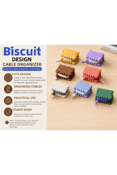 Memania Co Biscuit Design Cute Cable Organizer Desktop Cable Organizer and Ho...