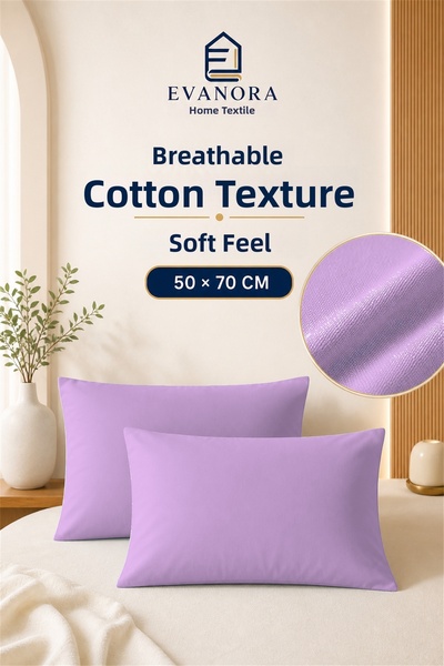 evonora Evanora Home Textile Riva Series Lilac 2-Piece Pillowcase Set 50 X 70 cm