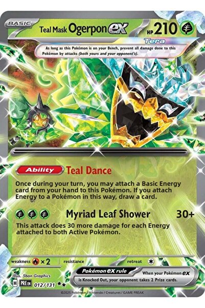 Pokemon TCG Teal Mask Ogerpon Ex # 12 Pokemon Prismatic Evolutions Original Card