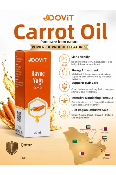 Dovit زيت الجزر الطبيعي 100% - 20 مل زيت نقي من نظام سوبر كريتيريكال سيستم