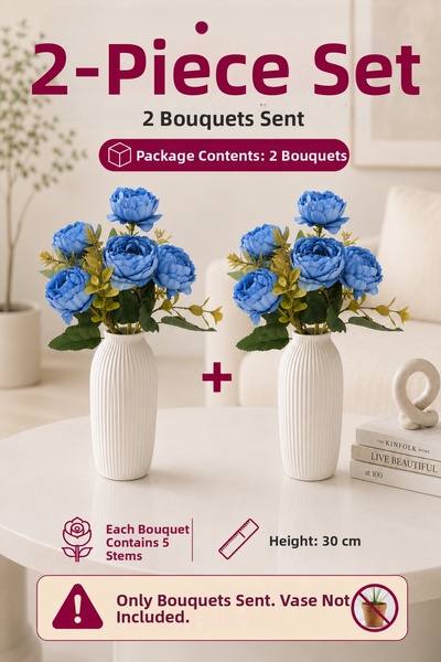 MD Aspiz Flowers 2 باقة من الزهور الاصطناعية، 5 باقات فاخرة من زهور الفاوانيا...
