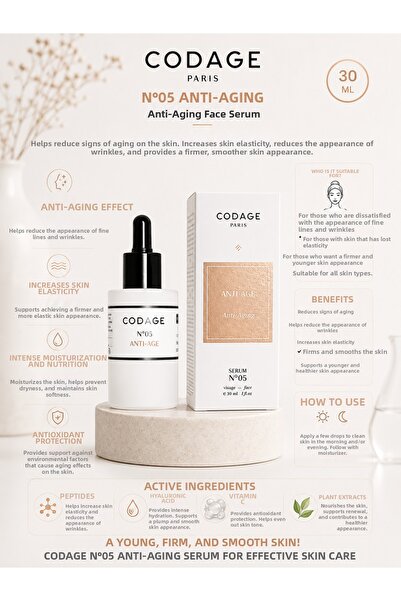 CODAGE PARIS Serum No 05 Anti-Aging, Anti-Wrinkle and Fine Line Correcting Fa...
