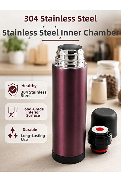 Generic Brand Stainless Steel Travel Thermos One-Key Vacuum Coffee and Tea Th...