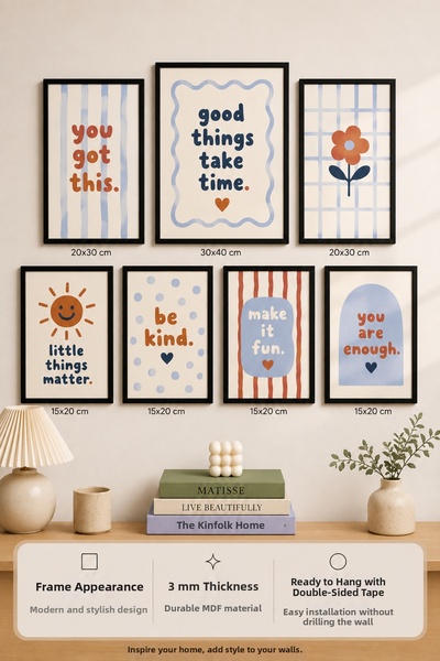 UNT 7-Piece Frame-Looking Modern Painting Set |   Good Things Take Time & You...