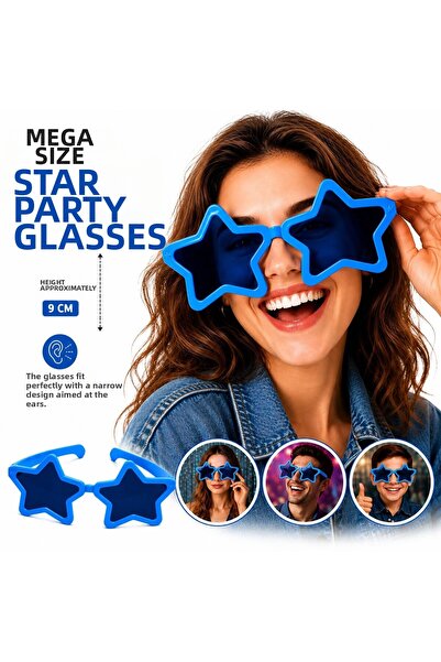 Marsilyan Mega Tip Star Party Glasses Blue Color Ilkelgrp-Mrs342