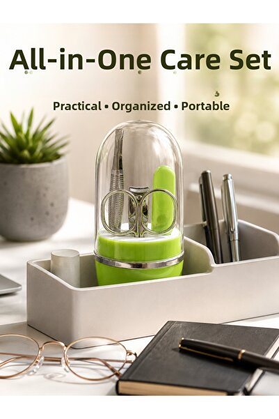 Marsilyan Green Nail Care Set Tweezers Scissors Nail Clippers and File Ilkelg...