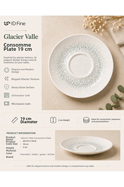 İD FİNE Glacier Valle Porcelain 19 cm Soup Plate - Stylish Coffee Coaster and...