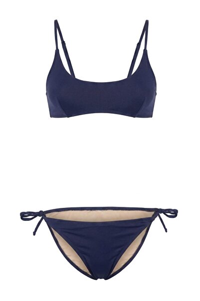 Trendyol Collection Set bikini cu braletă albastru marin, cu tunel acoperit, ...