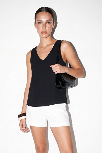 Drop by TrendyolMilla Black V-Neck Sleeveless Blouse Tdrss26Bz00094