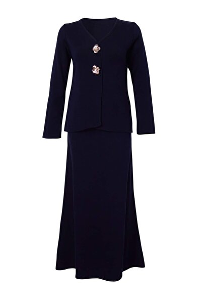 Trendyol Modest Set de tricotaje cu cataramă albastru marin, cu model regular...