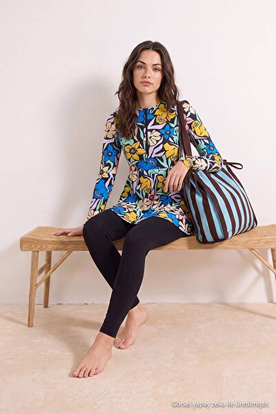 Trendyol Modest Mehrfarbige Strandkleidung mit Fallschirm-Print TCTSS26CF00004