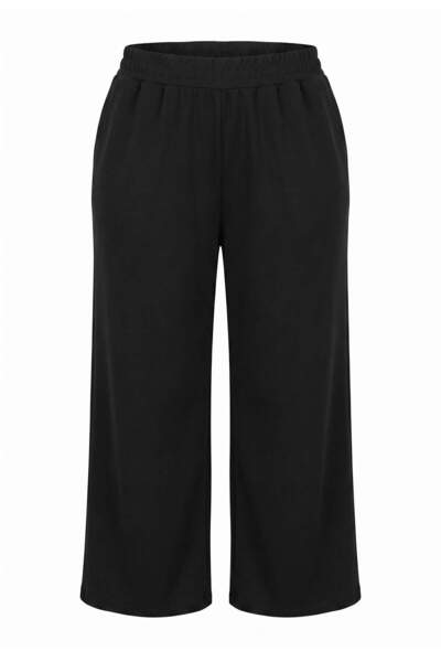 Trendyol Curve Black Soft Fabric Pocketed Wideleg/Relaxed Cut Knitted Oversiz...