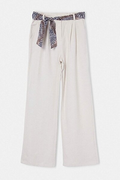 Drop by TrendyolMilla Comfortable Fit Pants with Elastic Waist and Scarf Acce...