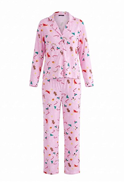 Trendyol Collection Pink 100% Cotton Christmas Not Available 30/1 Openend Sin...