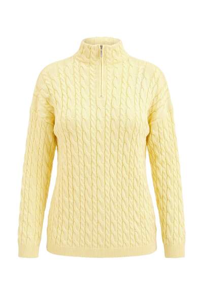 Trendyol Collection Yellow Hair Knitted Zippered Sweater Twoaw27Kz00214