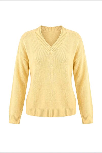 Trendyol Collection Wardrobe Essentials Yellow Basic Wide Fit Soft Textured t...