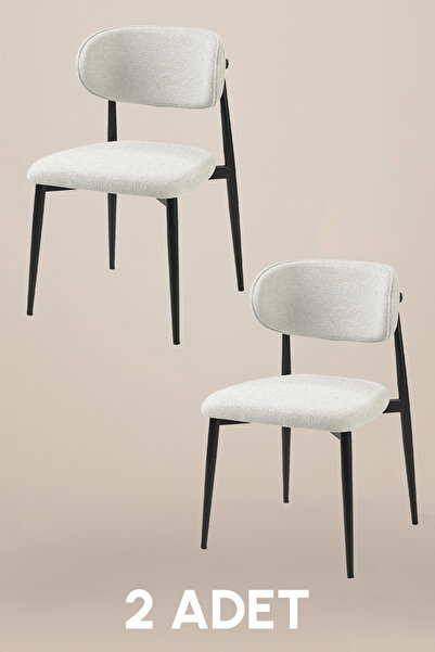 MYMASSA Luna Sandalye - Mense Kumaş - Metal İskelet (2 Adet) - Salon Sandalye...