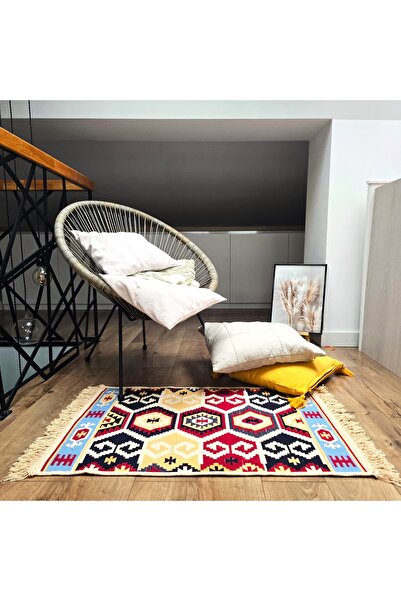 Kotonia Home Covor cu țesătură plată și decor tradițional - Kilim față-verso,...